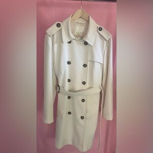 Elegant Cream Double-Breasted Women's Trench Coat